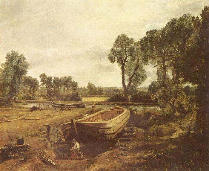John Constable Bootsbau in Flatford oil painting image